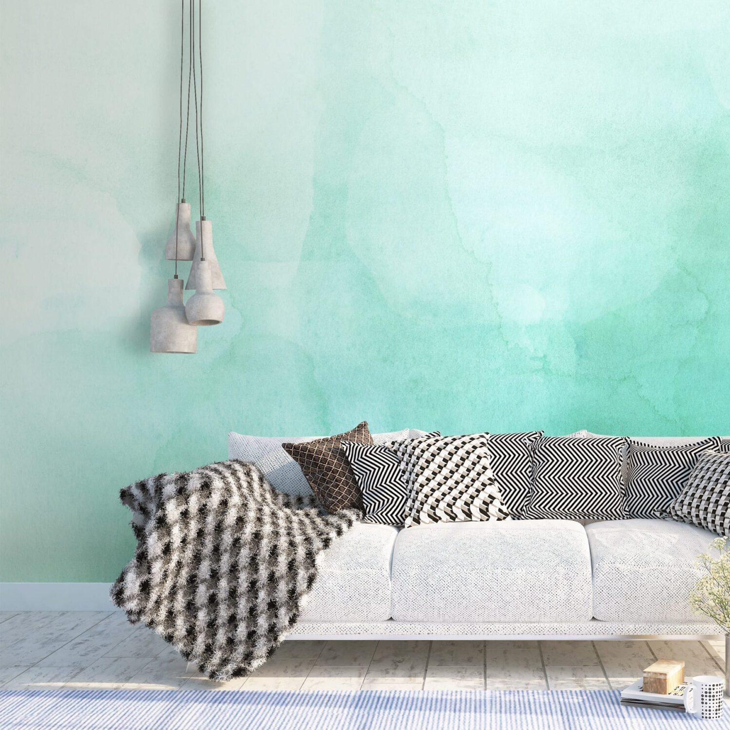 Green Ombre Watercolor Wallpaper - Moonwallstickers.com