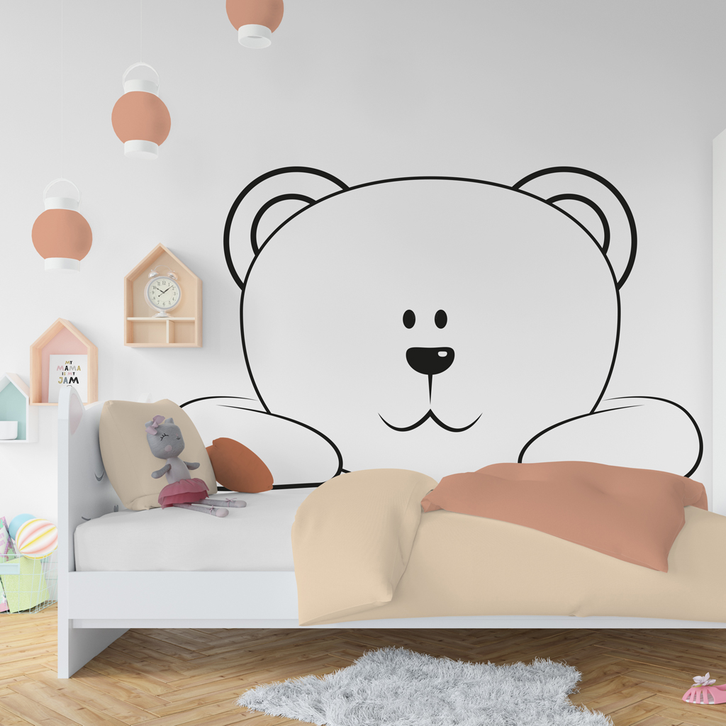  Vinilo personalizado para niños,Adhesivo de pared de oso,Arte  de pared de habitación de niños,Vinilo personalizado de animales,Letra de  vinilo,Arte de pared de oso : Bebés