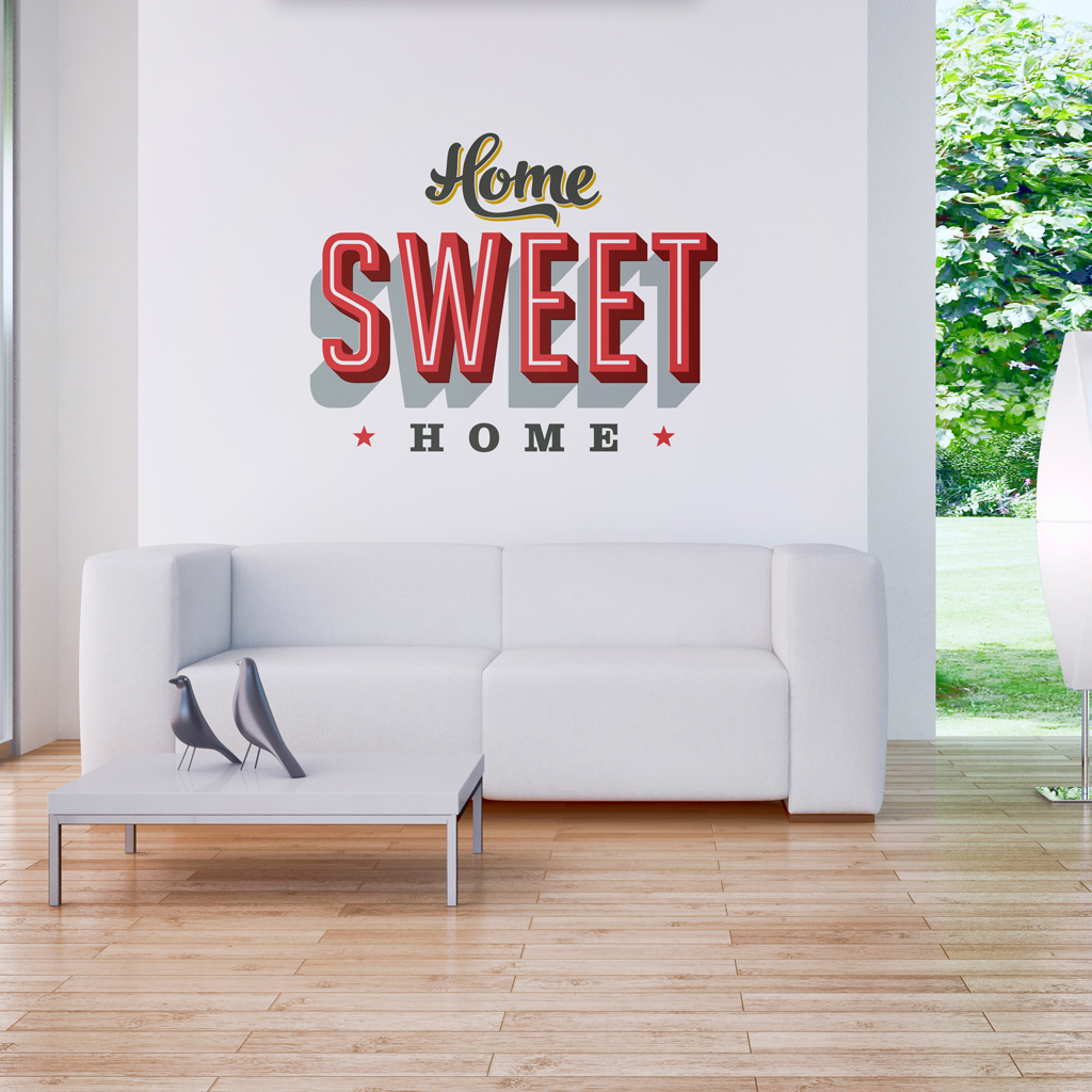 Stickers Home Sweet Home salon - Autocollant muraux et deco