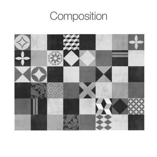 Geometric Graphite Tiles Stickers - Composition