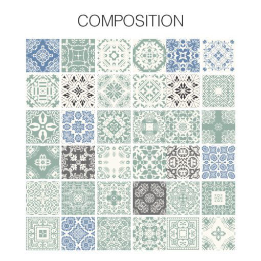 Pastel Blue Tiles Stickers - Composition