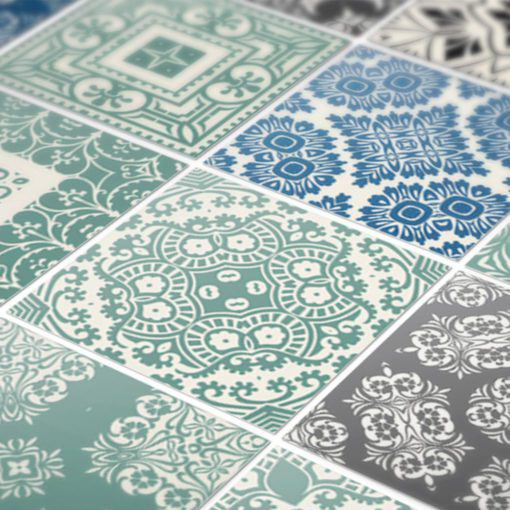 Pastel Blue Tiles Stickers - Detail