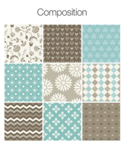 Brown Blue Patchwork Stickers - Composition