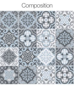 Vintage Blue Gray Floor Tile Decals - Composition