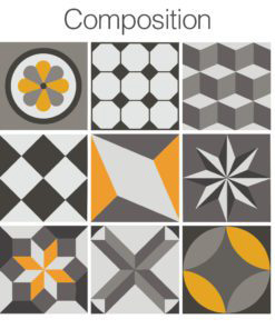 Vintage Geometric Tile Decals - Composition