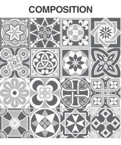 Grey Scale Floor Tile Decals - Composition