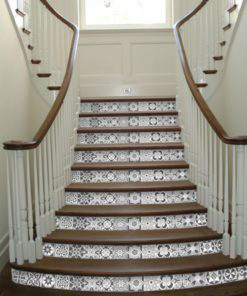 Grey Scale Floor Tile Decals - Stairs