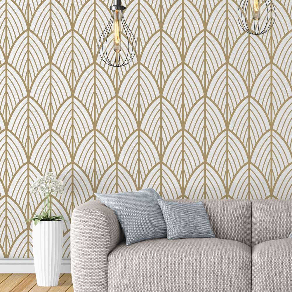 Art Deco Leaves Removable Wallpaper - Moonwallstickers.com