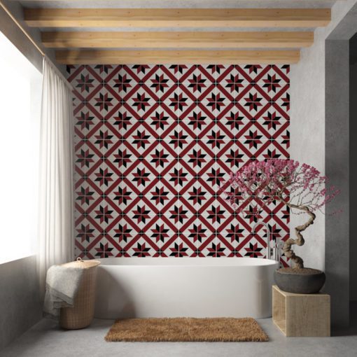 French Red and Black Traditional Tile Decals - Wall 1